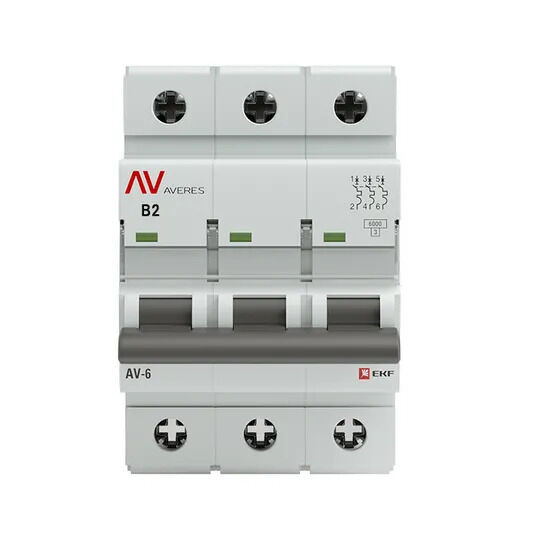 Выключатель автоматический AV-6 3P 2A (B) 6kA EKF AVERES
