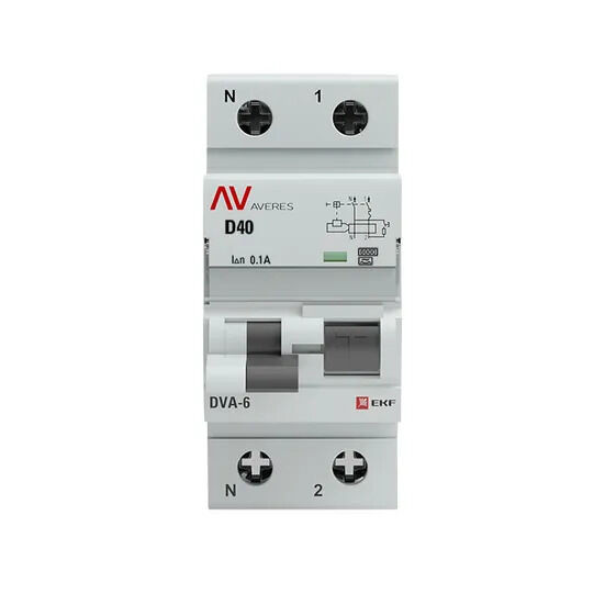 Дифференциальный автомат DVA-6 1P+N 40А (D) 100мА (A) 6кА EKF AVERES