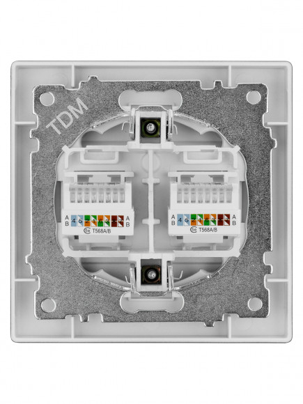 Розетка компьютерная двойная RJ45 черная "Сенеж" TDM