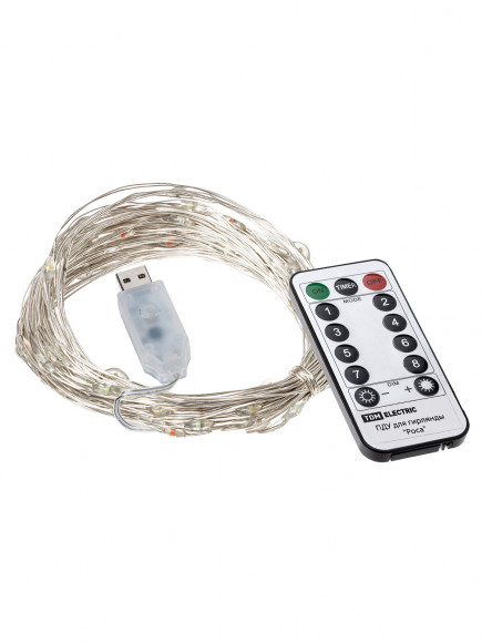 Гирлянда светодиодная "Роса 100-Д" 10 м, 100LED, многоцветн., ПДУ, USB, IP20, TDM Гирлянда светодиодная "Роса 100-Д" 10 м, 100LED, многоцветн., ПДУ, USB, IP20, TDM