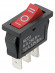 Переключатель клавишный KCD1-103 250В AC/DC, 1P, 6А, (3с), ON-OFF-ON с нейтралью, черный корпус, красная клавиша, Mini TDM