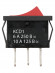 Переключатель клавишный KCD1-103 250В AC/DC, 1P, 6А, (3с), ON-OFF-ON с нейтралью, черный корпус, красная клавиша, Mini TDM