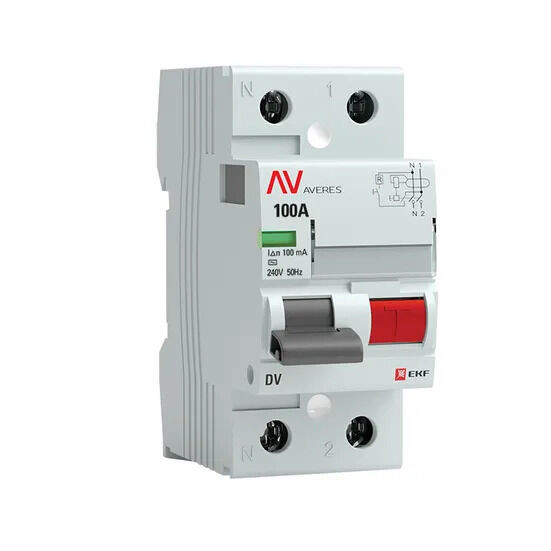 Устройство защитного отключения DV 2P 100А/100мА (AC) EKF AVERES Устройство защитного отключения DV 2P 100А/100мА (AC) EKF AVERES