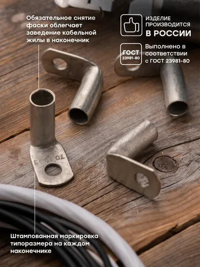 Наконечник медный луженый ТМЛ 70-10-13 (90гр) EKF PROxima