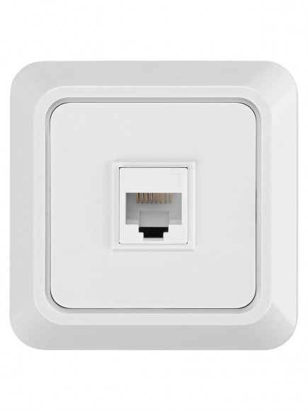 Розетка компьютерная (RJ-45) открытой установки IP20, белая "Ладога" TDM Розетка компьютерная (RJ-45) открытой установки IP20, белая "Ладога" TDM