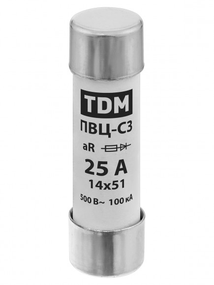 Плавкая вставка ПВЦ-С3 14х51 aR (быстродействующая) 25А TDM