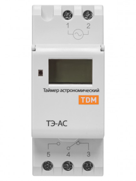 Таймер электронный на DIN-рейку астрономический ТЭ-АС-1мин/24ч-8on/off-16А-DIN TDM