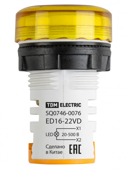 Индикатор значения напряжения ED16-22VD d22мм 20В-500В желтый TDM Индикатор значения напряжения ED16-22VD d22мм 20В-500В желтый TDM