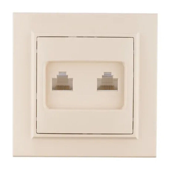 Минск Розетка RJ-45 2-местная СП бежевая EKF Минск Розетка RJ-45 2-местная СП бежевая EKF