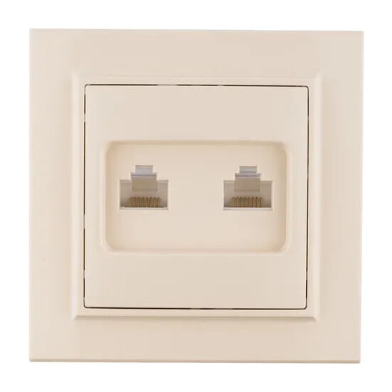 Минск Розетка RJ-45 2-местная СП бежевая EKF Минск Розетка RJ-45 2-местная СП бежевая EKF
