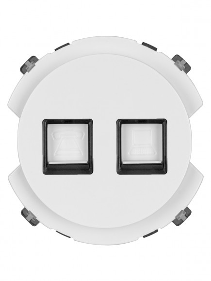 Розетка телефонная RJ11 + компьютерная RJ45 белая, "Байкал" TDM