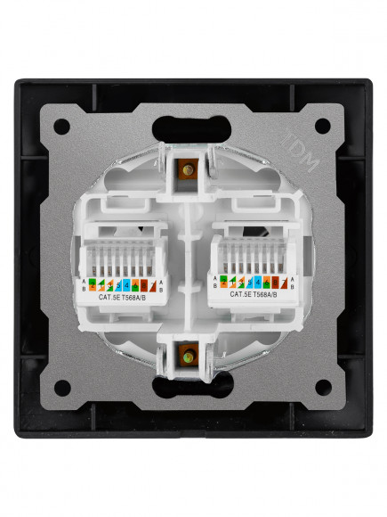 Розетка компьютерная двойная RJ45 старинное серебро "Лама" TDM