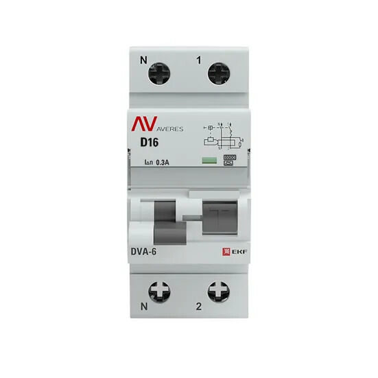 Дифференциальный автомат DVA-6 1P+N 16А (D) 300мА (A) 6кА EKF AVERES