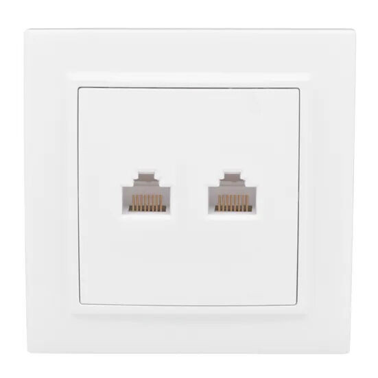 Розетка RJ-45 2-местная СП Минск белая EKF Розетка RJ-45 2-местная СП Минск белая EKF