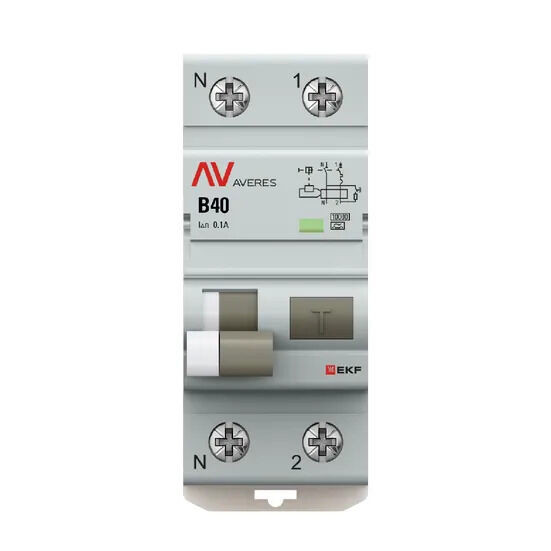 Дифференциальный автомат DVA-10 1P+N 40А (B) 100мА (A) 10кА EKF AVERES