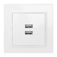 Минск Розетка USB 2-местная СП 2,1А белая EKF