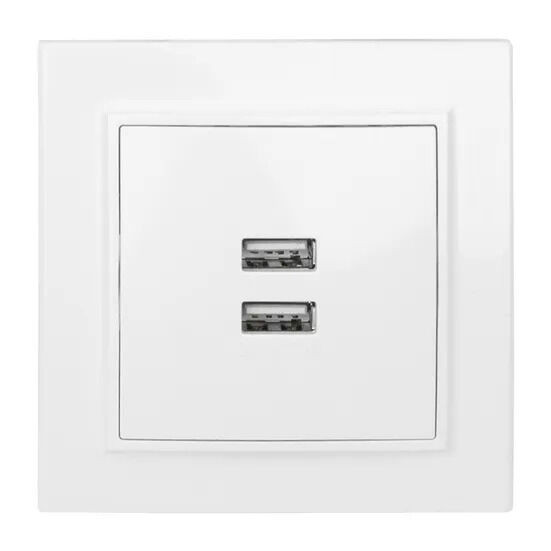 Минск Розетка USB 2-местная СП 2,1А белая EKF