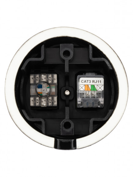 Розетка телефонная RJ11 + компьютерная RJ45 черная «Болонь» TDM