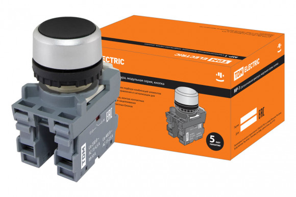 Кнопка MP1-20B в сборе d22мм 1з+1р черная TDM Кнопка MP1-20B в сборе d22мм 1з+1р черная TDM
