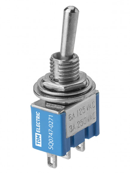 Переключатель-тумблер MTS-103 Micro 1P 250В AC/DC 3А (3c) ON-OFF-ON с фиксацией TDM