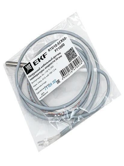 Погружной кабельный датчик температуры жидкости 50 мм EKF RTD10-SCR50-PT1000 Погружной кабельный датчик температуры жидкости 50 мм EKF RTD10-SCR50-PT1000