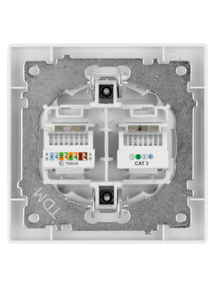 Розетка телефонная RJ11 + компьютерная RJ45 белая "Сенеж" TDM Розетка телефонная RJ11 + компьютерная RJ45 белая "Сенеж" TDM