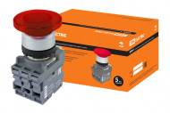 Кнопка грибовидная МРМ1-11R(LED) в сборе d40мм/24B 1з+1р красная TDM Кнопка грибовидная МРМ1-11R(LED) в сборе d40мм/24B 1з+1р красная TDM