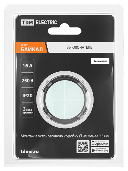 Выключатель 4-кл. 16А 250В кнопочный механизм фисташковый, "Байкал" TDM
