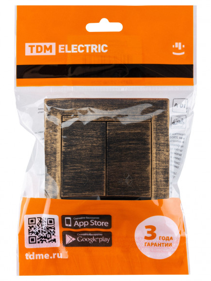Выключатель на 2 направления 2 кл. 10А старинная бронза "Лама" TDM Выключатель на 2 направления 2 кл. 10А старинная бронза "Лама" TDM
