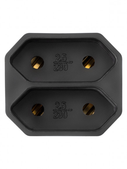 Блок на 2 гнезда 2П 2,5 А 250 B под плоскую вилку черный TDM