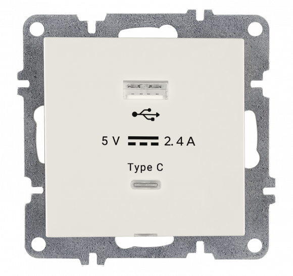 L/K Механизм Розетка USB + Type C, Arvia, (белый)