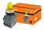 Переключатель на 3 положения с фиксацией M3SS1-21Y короткая ручка(LED) d22мм/220B 1з+1р желтый TDM Переключатель на 3 положения с фиксацией M3SS1-21Y короткая ручка(LED) d22мм/220B 1з+1р желтый TDM