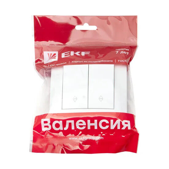Валенсия выключатель 2-кл. 10А белый проходной EKF PROxima