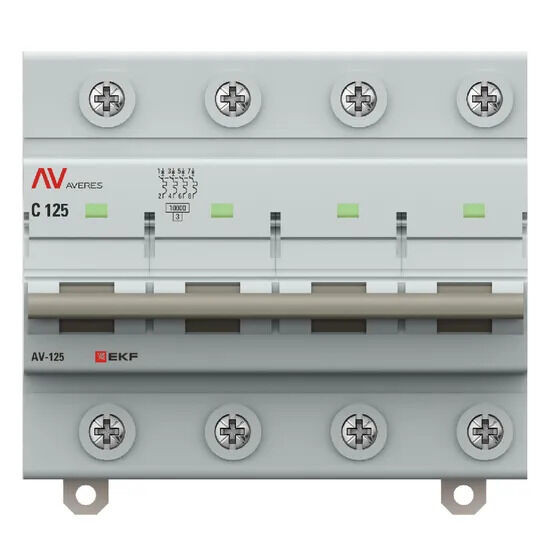 Выключатель автоматический AV-125 4P 125A (D) 10kA EKF AVERES Выключатель автоматический AV-125 4P 125A (D) 10kA EKF AVERES