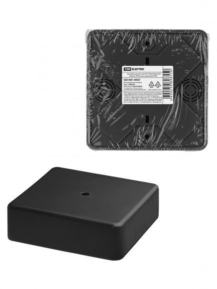 Коробка распаячная КР 100х100х29 ОП черная, IP40, инд. штрихкод TDM