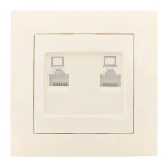 Валенсия розетка компьютерная RJ-45 2-местная кремовая EKF PROxima