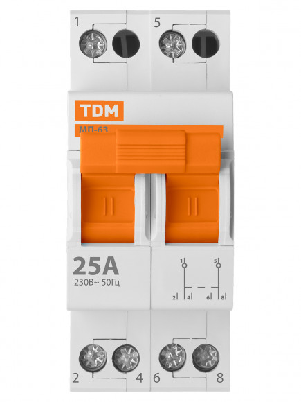 Модульный переключатель трехпозиционный МП-63 2P 25А TDM