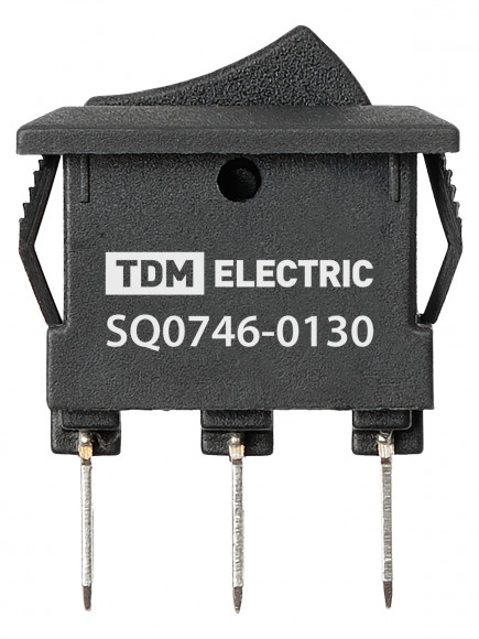 Выключатель клавишный KCD11-102 250В AC/DC, 1P, 3А, (3с), ON-ON, черный, Micro TDM