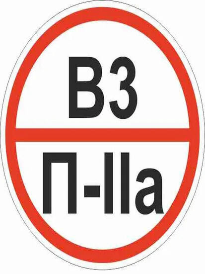 Знак пластик "Категории помещения по взрывопожарной и пожарной опасности В3 П-IIа" (200x200) ГОСТ 12.4.026-2015 EKF PROxima