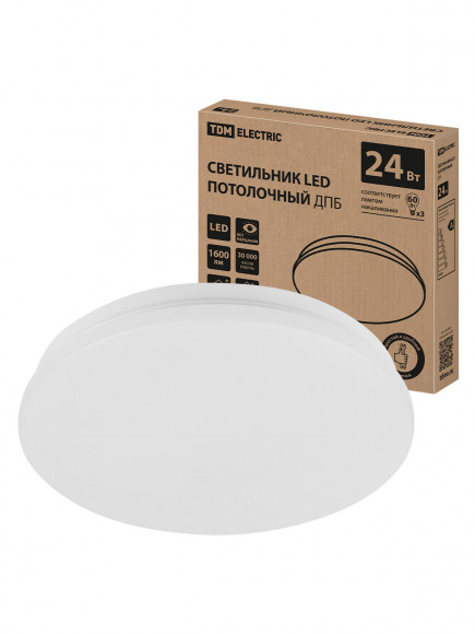 Светильник LED потолочный ДПБ 01, 24 Вт, 6000 К, Классика, TDM