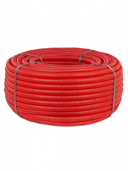 Труба гофрированная ПНД безгалогенная (HF) d 32 с зондом (50 м) легкая 350Н красная TDM