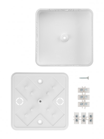 Коробка распаячная КР 75х75х20 ОП белая, IP40, с клем. колодкой, инд. штрихкод TDM