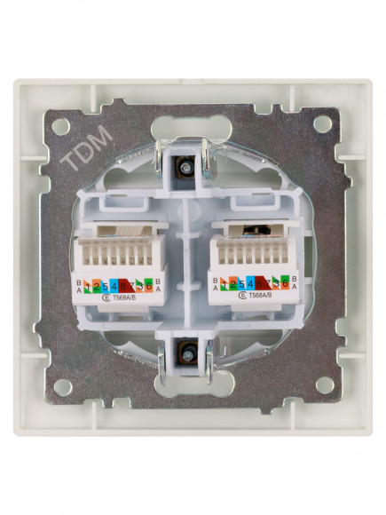 Розетка компьютерная двойная RJ45 перламутр "Лама" TDM