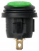Выключатель клавишный круглый KCD2-101N/FS 250В AC/DC, 1P, 6А, (3с), ON-OFF, черный корпус, зеленая клавиша с LED подсветкой, IP54 TDM