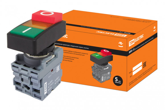 Кнопка двойная MPD13-11Y (зеленая/красная-выступающая) (LED) d22мм/220В (I/O) линза желтая TDM Кнопка двойная MPD13-11Y (зеленая/красная-выступающая) (LED) d22мм/220В (I/O) линза желтая TDM