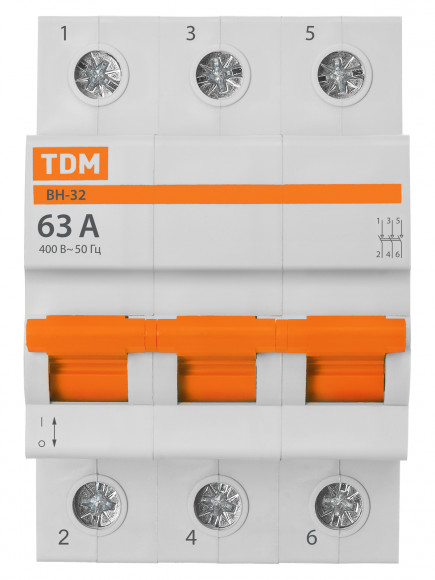 Выключатель нагрузки (мини-рубильник) ВН-32 3P 63A Home Use TDM