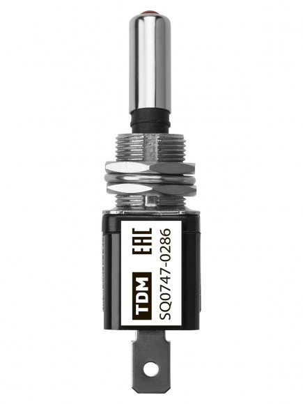 Выключатель-тумблер ASW-07D 1P 12В AC/DC 25А (3c) ON-OFF с фиксацией с красной LED подсветкой TDM