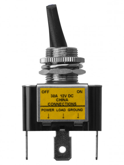 Выключатель-тумблер ASW-07D-2 1P 12В AC/DC 30А (3c) ON-OFF с фиксацией с синей LED подсветкой TDM