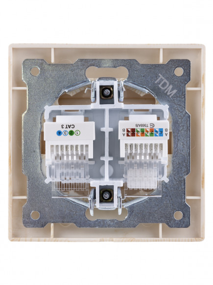 Розетка телефонная RJ11 + компьютерная RJ45 сосна "Лама" TDM Розетка телефонная RJ11 + компьютерная RJ45 сосна "Лама" TDM
