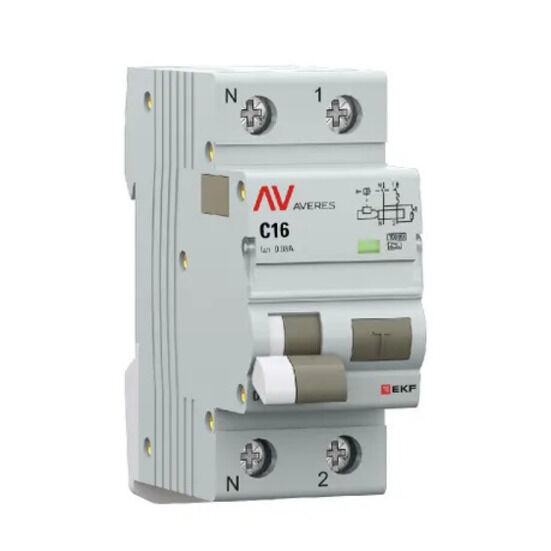 Дифференциальный автомат DVA-10 1P+N 16А (C) 30мА (A) 10кА EKF AVERES Дифференциальный автомат DVA-10 1P+N 16А (C) 30мА (A) 10кА EKF AVERES